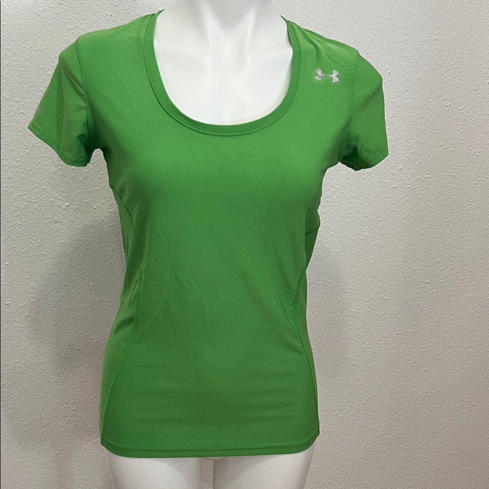 Under Armour Heat Gear Coldblack Green Athletic Top Sz XS